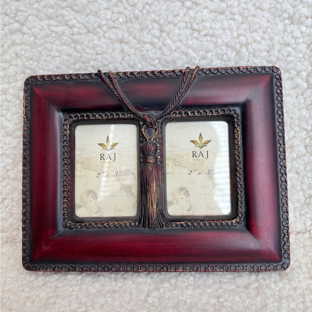 Vintage RAJ Red and Black Double Photo Frame